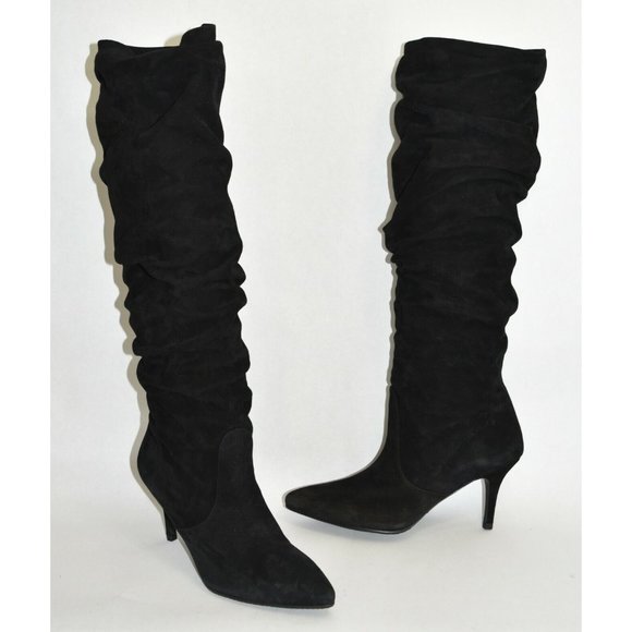 $700 STUART WEITZMAN Lafayette Slouch Boot OVER THE KNEE SUEDE BLACK 8.5 (JB25) - Picture 3 of 10